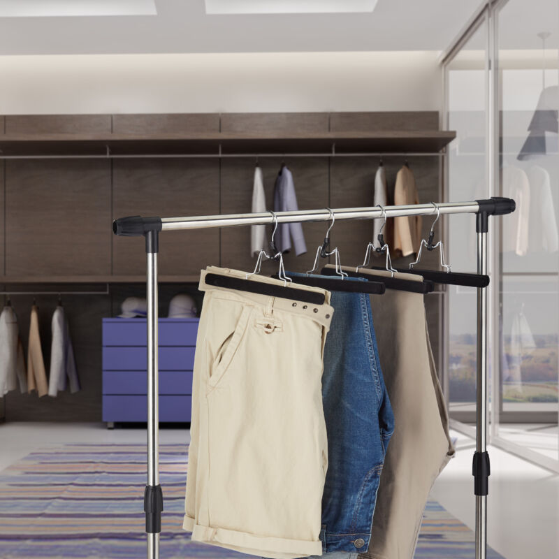 Pack De 5 Perchas Para Pantalones Y Faldas - Terciopelo Antideslizante, Gancho Giratorio 360º