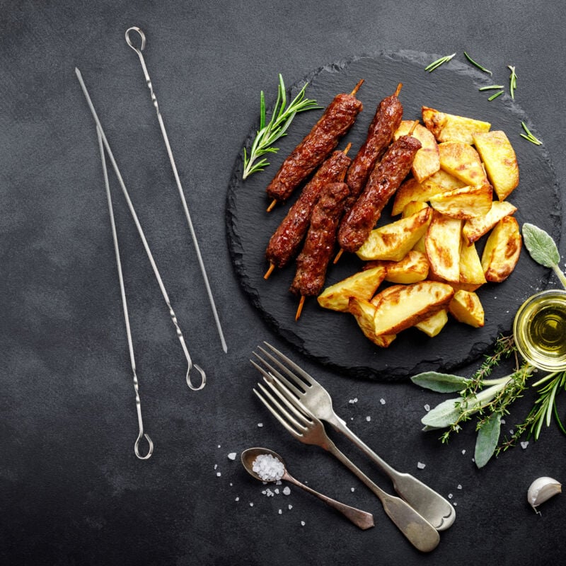 Juego De 20 Pinchos Para Barbacoa De Acero Inoxidable - 10 Cm De Longitud, Con Clip, Hechos En Alemania