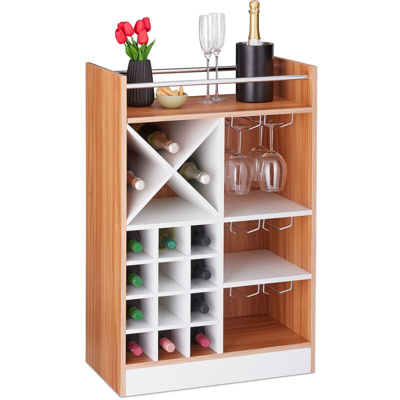 Relaxdays Botellero Grande para 22 vino mueble bar de pie tablero aglomerado 1 ud 96 63 35 96x63x35