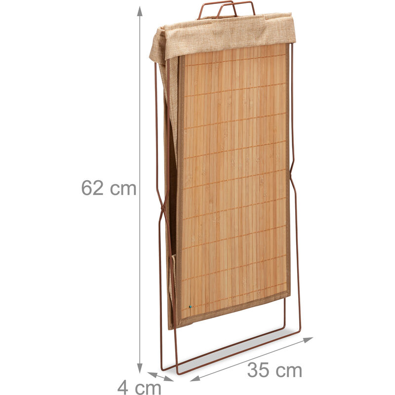 XXL Relaxdays Cesto para la Ropa Sucia de bambú diseño de Francia Color Natural Cuadrado 85 L con Tapa 65 x 43 x 32 cm 