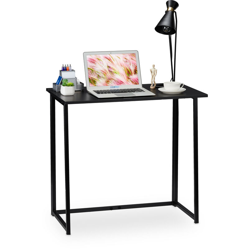 Relaxdays Escritorio Plegable mueble de oficina 745x80x45 cm negro aglomerado 5 80 45