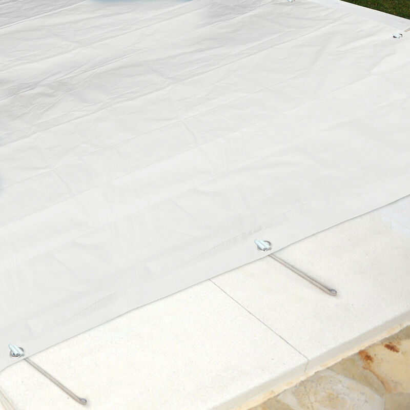  Toldo de lona, paneles laterales para tienda de campaña con  ojales, impermeable, anti-UV, a prueba de desgarros, para madera, remolque,  piscina (color blanco, tamaño: 12.5 x 25.6 ft) : Patio, Césped