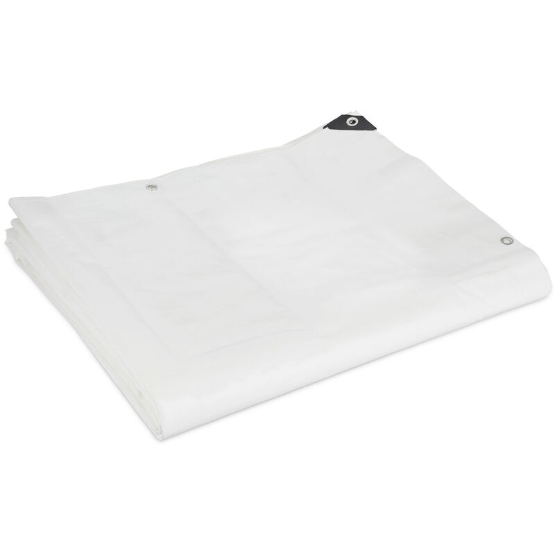 Relaxdays Lona Impermeable 200 gm² 4 x 6 tela toldo con ojales resistente al desgarre