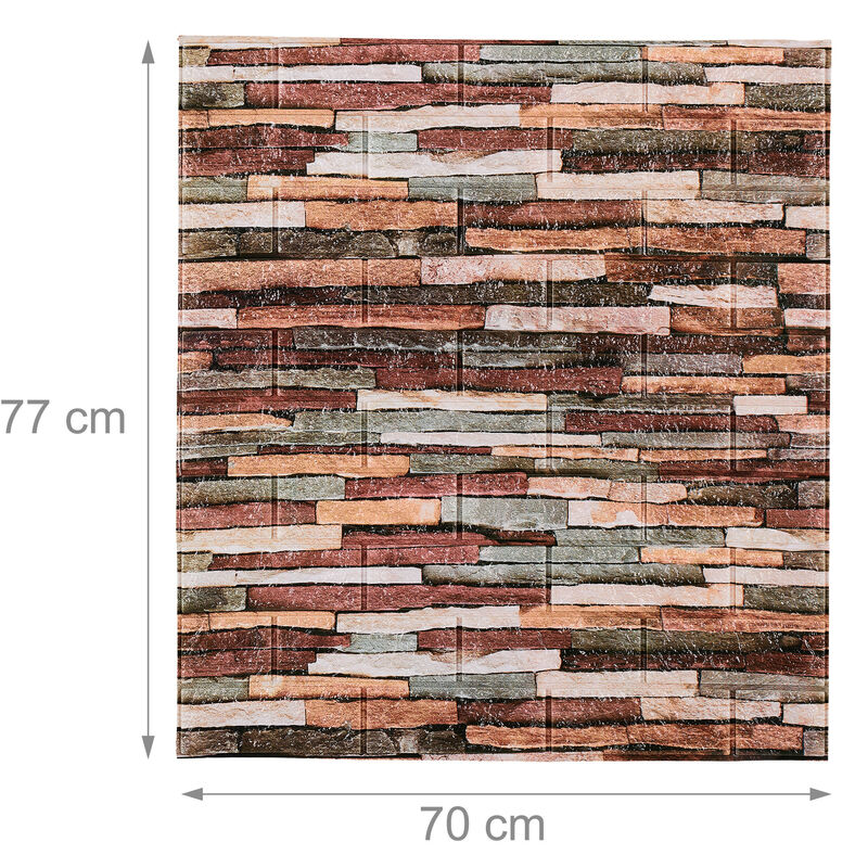 10 paneles de pared 3D autoadhesivos, aspecto de piedra, 70 x 77