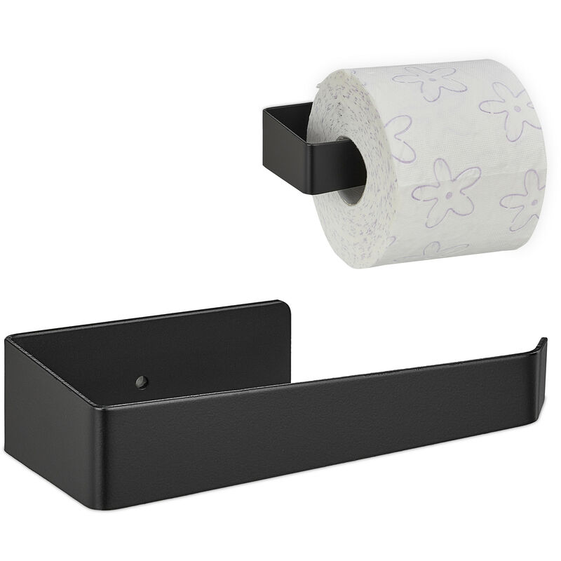 Soporte de papel higiénico negro montado en la pared, portarrollos de papel  tisú con estante de almacenamiento de teléfono para accesorios de baño -  AliExpress