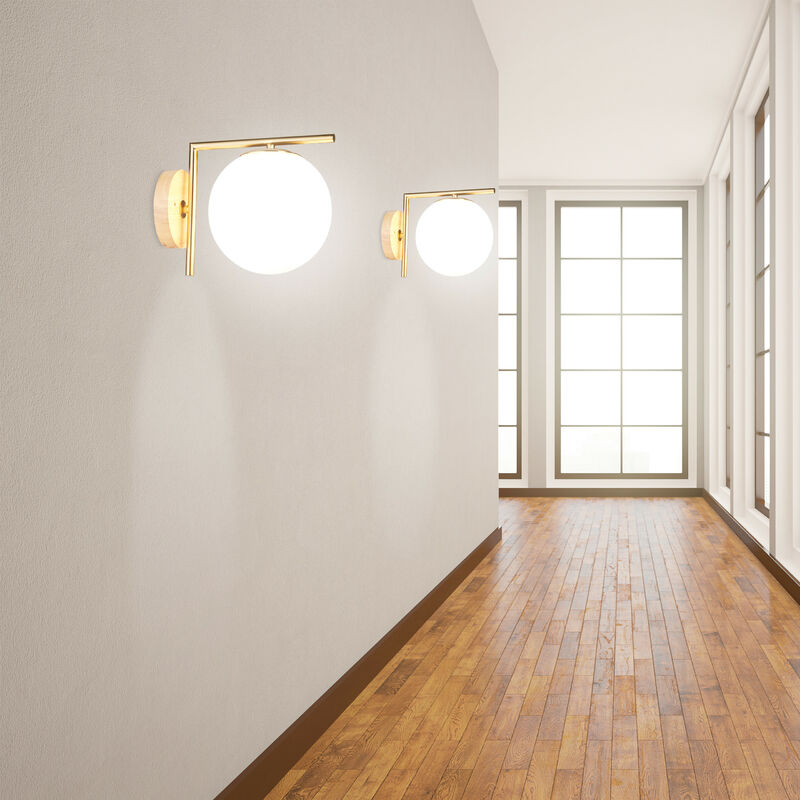 Latón Redonda 23 x 20 x 28 cm Metal Relaxdays Lámpara para pared GLOBI Mate Moderno