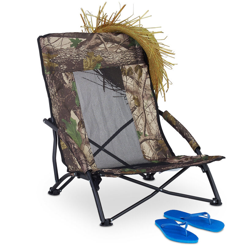 Relaxdays Silla Plegable con bolsa para playa camping y pesca acero verde 70 x 57 55