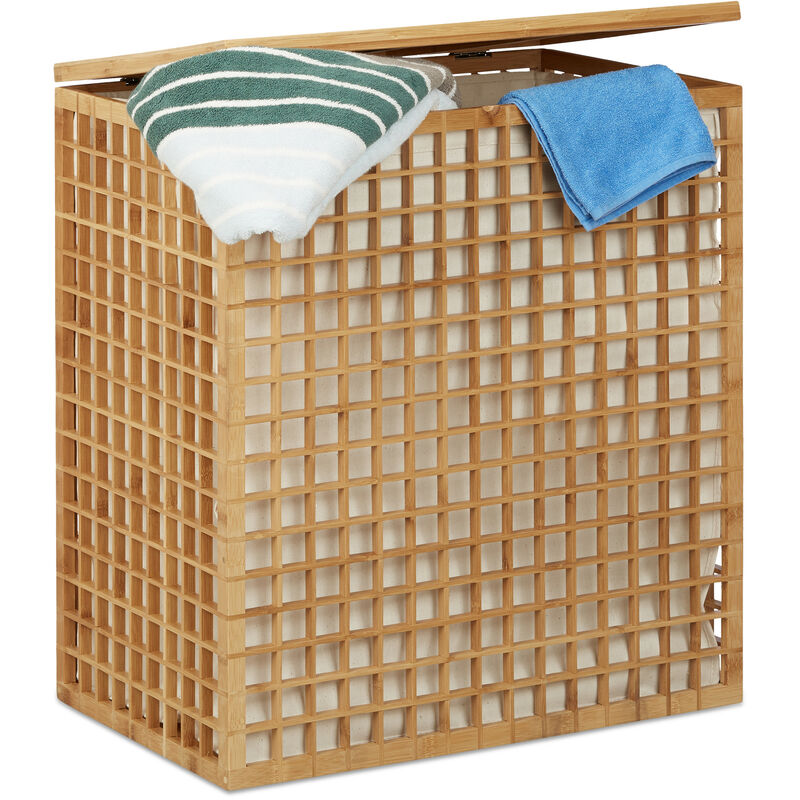 Cesta colgante plegable para la colada, organizador de ropa sucia con tapa,  color: beige 56 x 39 x 13 cm