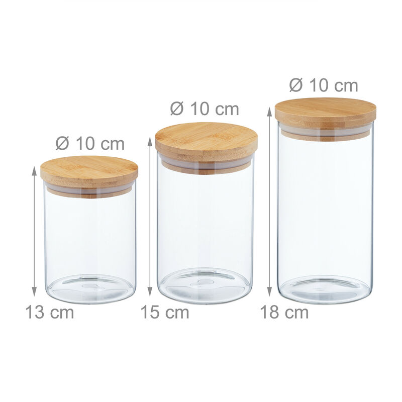 Relaxdays Botes Cristal con Tapa, Set de 6, Vidrio, 1300 ml