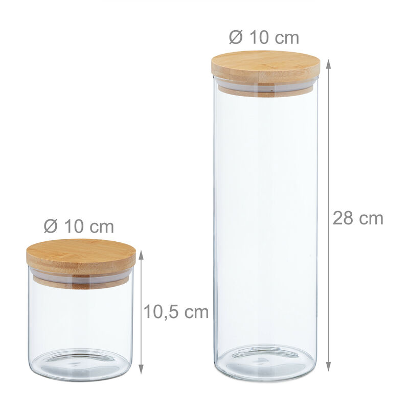 Botes cristal 1300ml Tarros cocina Frascos almacenaje Recipientes alimentos  Set6