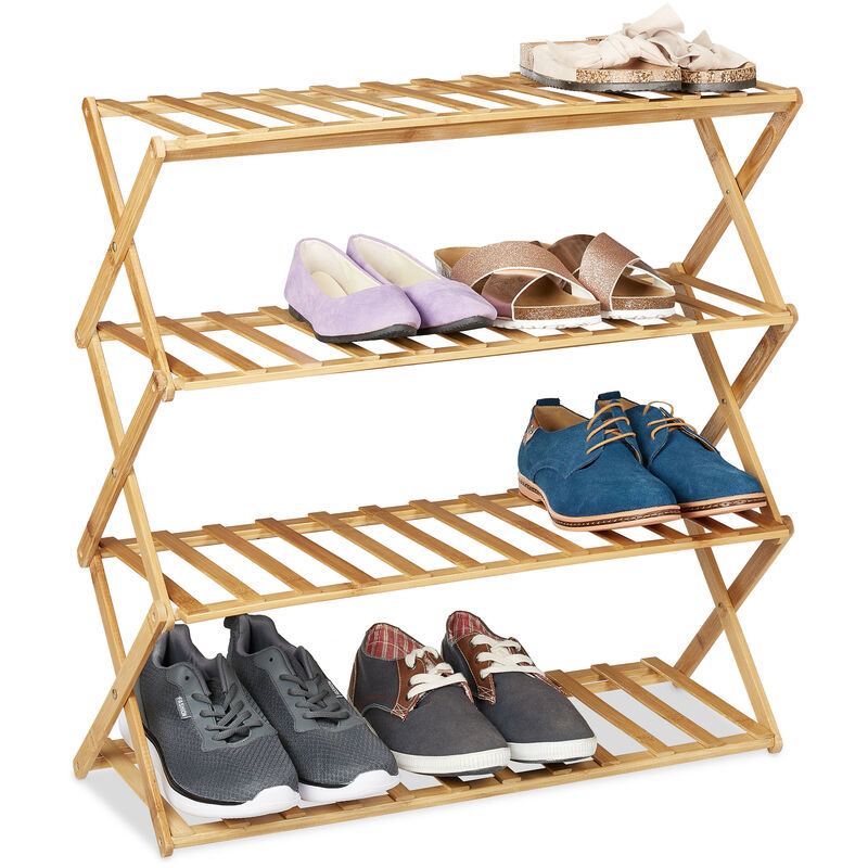 Zapatero de bambú de 4 niveles para zapatos, botas, entrada, organizador de  zapatos para pasillo, armario, interior y exterior, estantes de zapatos de