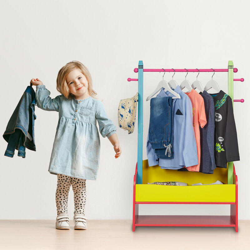 KIDS CLOTHING RACK Tipo A con estante, Estante de ropa de madera, Estante y  estante colgante de ropa Montessori, Regalo de armario para niños para  niños -  España