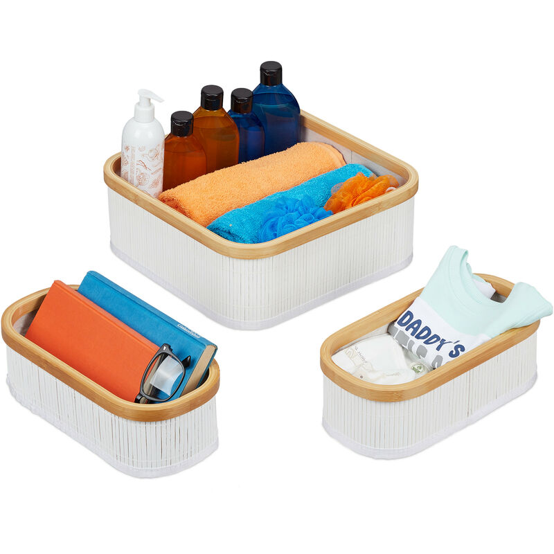 Relaxdays Organizador Nevera, Set 3, Apilable, 3 Cestas