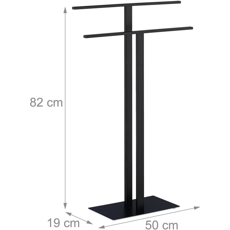 Toallero de pie Telavi 2 barras en forma escalonada acero 88 x 40 x 20 cm  negro [en.casa]