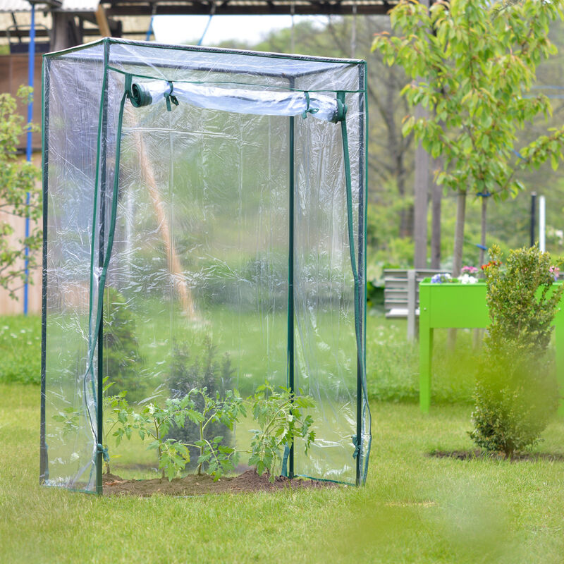 Relaxdays Invernadero De Plástico Con Estante, 185x125x95 Cm, Estructura De Hierro Y Cubierta De PE, Cremallera, Color Verde, Para Cultivo Protegido