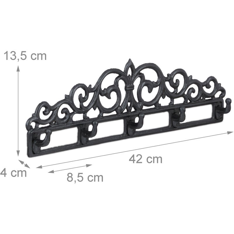 Percha Puerta 4 colgadores Negro de Metal y ABS de 35x20 cm 