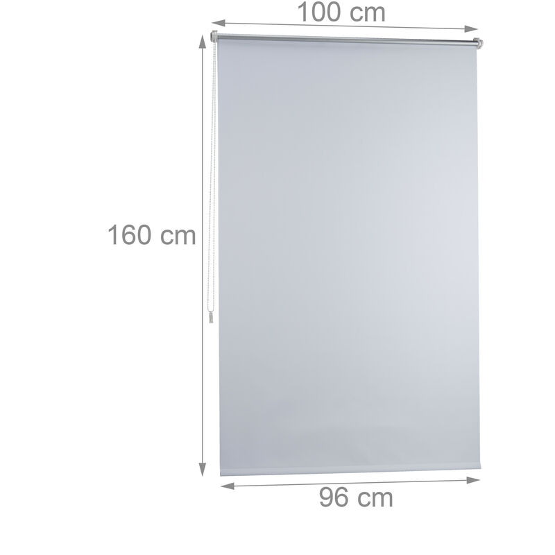 1 Estor Opaco Enrollable sin Taladrar, Tela y Aluminio, Protección Térmica,  100 x 160 cm, Blanco