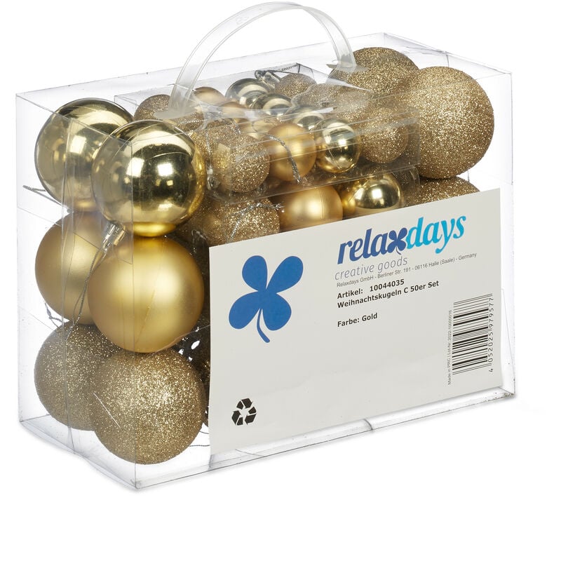 Relaxdays Set 50 bolas decoración navideña mate brillante adorno 3
