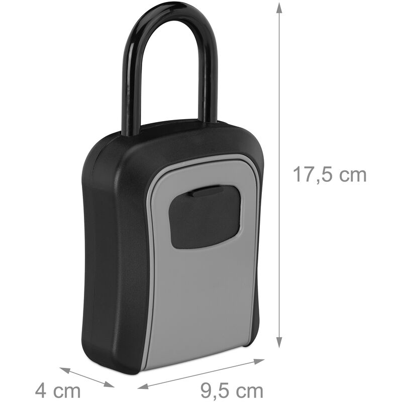 4 Guarda Llaves para Colgar, Con Código, Mini Caja Fuerte,  Aluminio-Plástico, 17,5x9,5x4 cm