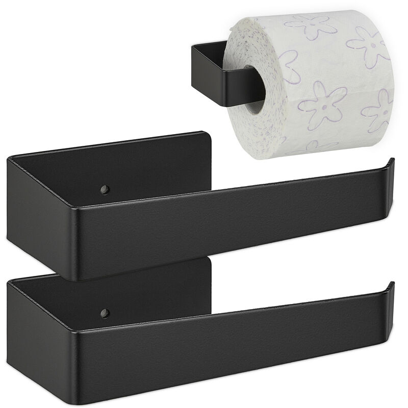  BRONAL Soporte adhesivo para papel higiénico negro mate, soporte  para rollo de papel higiénico montado en la pared con estante, adhesivo 3M,  sin taladro o montado en la pared con tornillos