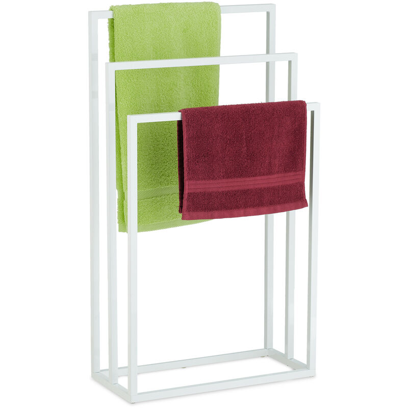 Relaxdays Toallero De pie triple acero 825 x 46 21 cm aprox. soporte para suelo 100