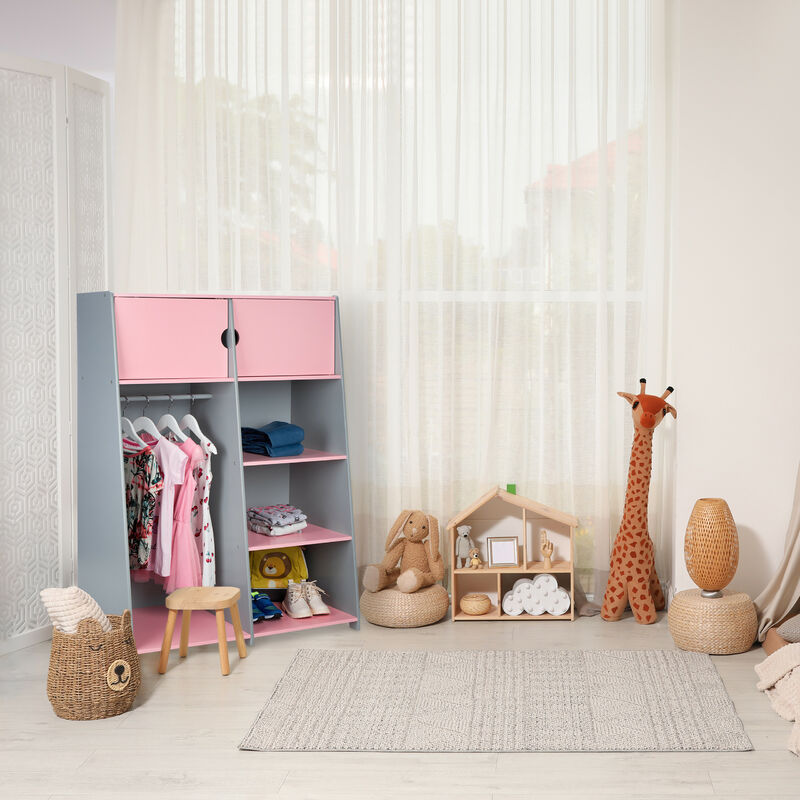 Burro Perchero para Ropa en Forma de casita para habitación Infantil –  Color Blanco y Madera Natural