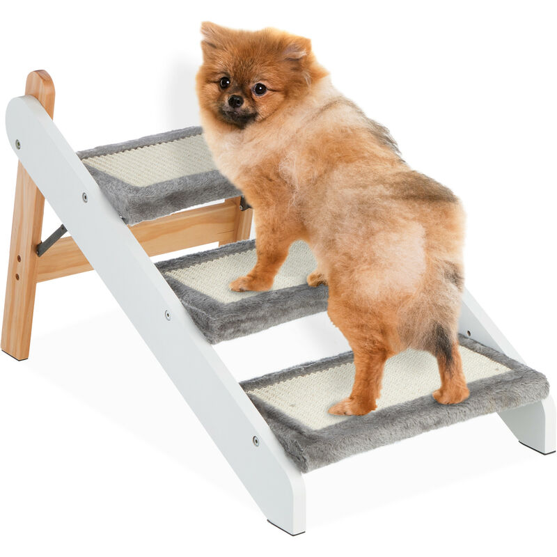 COSTWAY Rampa para Perros de Espuma de 4 Niveles, Escalera para Mascotas  con Funda Lavable, Escala