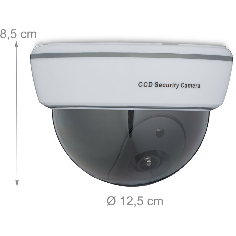 Cámaras de seguridad falsas, cámara de vigilancia falsa cúpula CCTV  simulada con lente de luz roja intermitente para el hogar, exterior,  interior