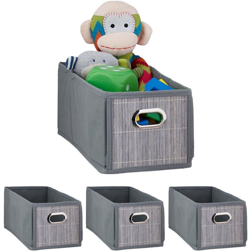 Caja de tela 30x30 Antracita rosa yute gris Cajas de