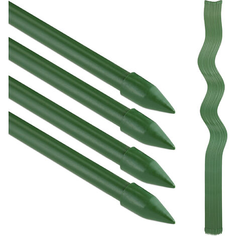 Relaxdays Pack 20 Tutores Plantas Espiral, Soportes Enredaderas, 120 cm, Ø 10 mm, Plastificados, Sin Corrosión, Verde