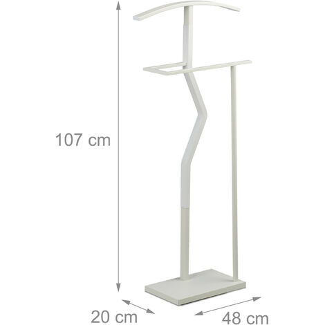 Relaxdays dressboy staal, voor man & vrouw, hout en metaal, slaapkamer, kledingstandaard HBD 107x48x20 cm, wit/natuur Relaxdays dressboy staal, voor man & vrouw, hout en metaal, slaapkamer, kledingstandaard HBD 107x48x20 cm, wit/natuur