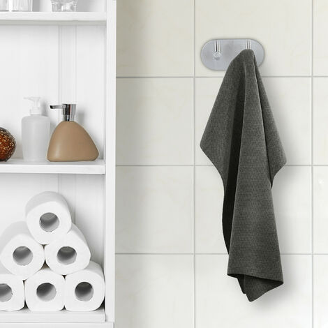 Toallero autoadhesivo sin taladro, colgador de toallas de mano para baño y  cocina, almacenamiento automático (L, blanco)