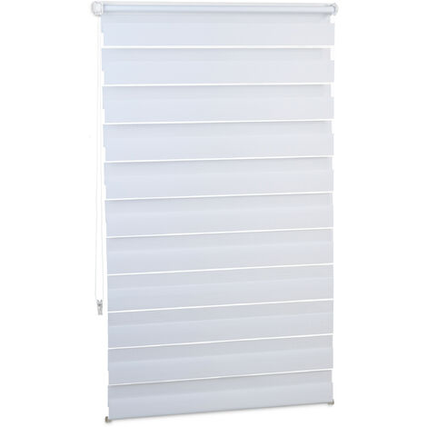 4 Estores Dobles de Sujeción Fija, sin Perforaciones de Tela Blanco 81x156  cm, Blanco