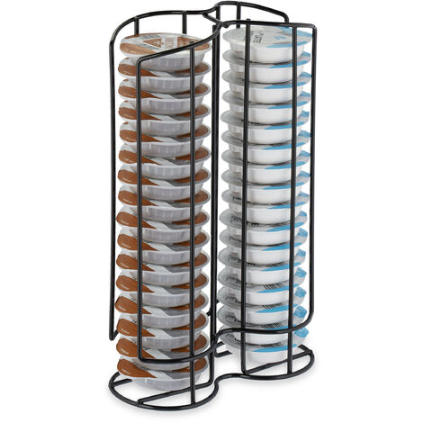 Relaxdays Portacápsulas Compatible con Tassimo, 32 Cápsulas, Soporte Monodosis Café Metal, 29 x 18 x 8,5 cm, Negro (1/5)