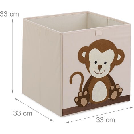 Relaxdays Caja Infantil Almacenaje Juguetes Diseño Mono, Cesta