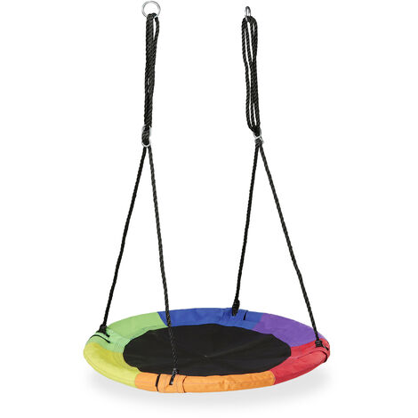 Relaxdays Columpio Nido, 100cm Ø, Niños y Adultos, Altura Regulable, máx. 150 kg, Balancín Colgante Exterior, Multicolor