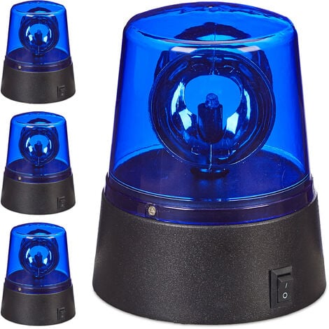 4 x Luces Policía LED, Luz Advertencia Omnidireccional, Para fiestas, Con  Pilas, PS-ABS, Azul