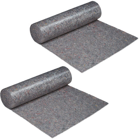 2 Vellones de pintor, Cubre suelos, 1 m x 50 m = 50m², Antideslizante, Impermeable, 270g/m², Gris