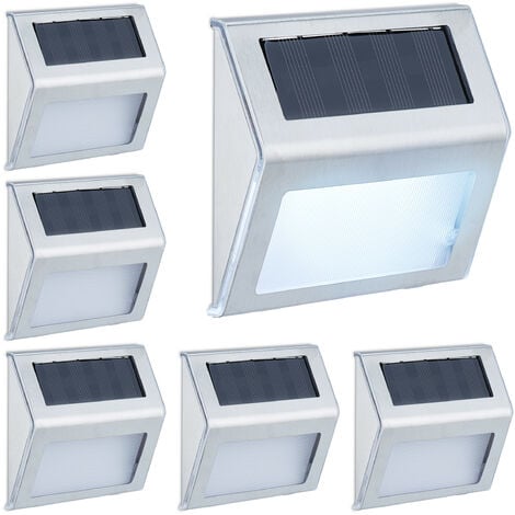 Set 6 focos solares exterior LED con baliza
