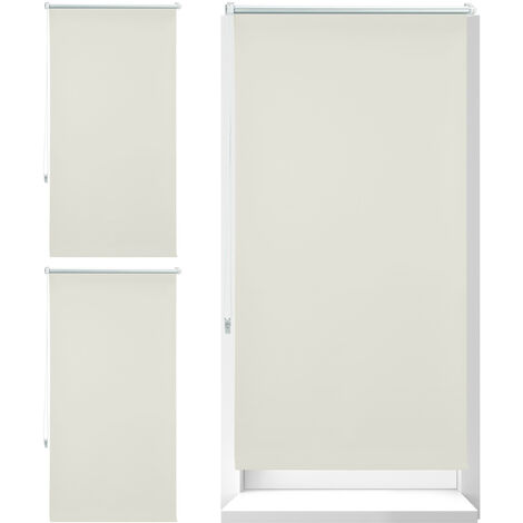 1 Estor Opaco Enrollable sin Taladrar, Tela y Aluminio, Protección Térmica,  70 x 210 cm, Blanco
