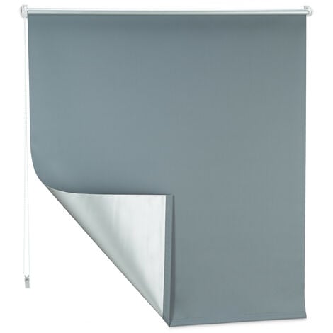 1 Estor Opaco Enrollable sin Taladrar, Tela y Aluminio, Protección Térmica,  110 x 160 cm, Blanco
