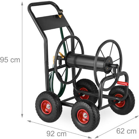VONROC Carro portamangueras - Con 20m de manguera de jardín, boquilla  rociadora, acoplamientos de manguera, manguera de conexión y conector de  grifo