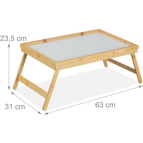 Plegable cama de bambú bandeja de servir desayuno en la cama o el uso como  mesa TV ordenador…