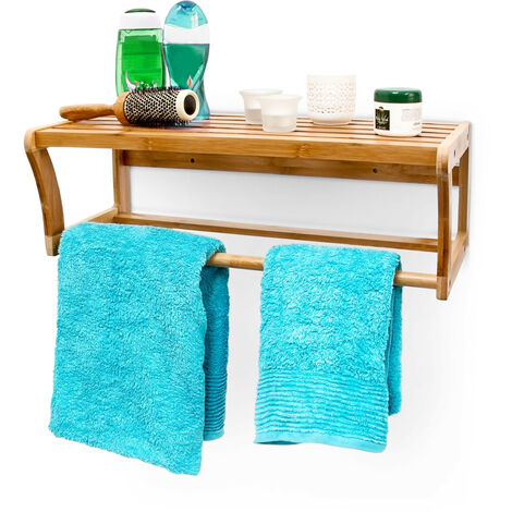  AURA NEST Juego de 4 toalleros para pared de baño, moderno  toallero de pared de bambú para toallas enrolladas, resistente toallero de  madera colgante que ahorra espacio, eficaz y versátil para