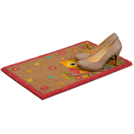 Relaxdays Felpudo Coco, Alfombrilla Entrada Vino, 40x60cm, Mensaje