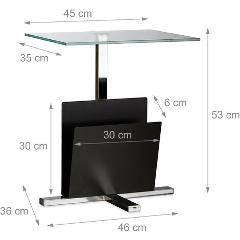 Mesa Auxiliar Relaxdays - 2 Baldas, Cristal Y Metal - 50x50x50 Cm - Negro/marrón