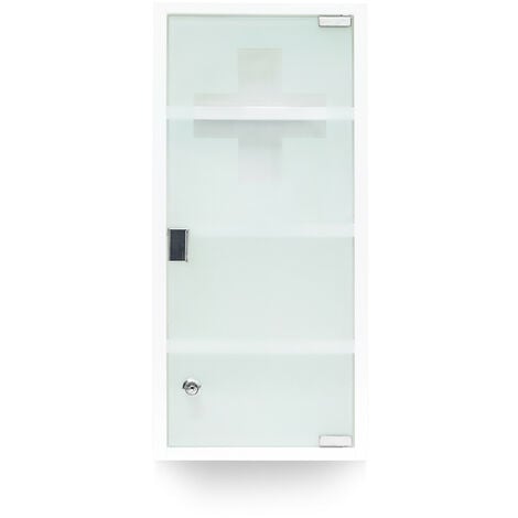Armario botiquín de pared con 3 estantes kleankin 40x18x60 cm blanco