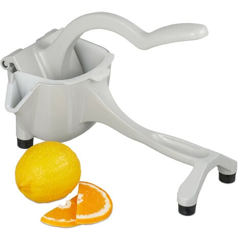 Relaxdays Exprimidor Manual Limones, Limas y Naranjas, Incluye Colador,  Colector, Boquilla Antigoteo, Aluminio, Gris