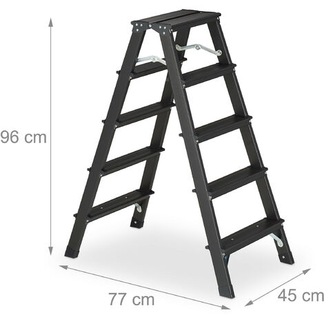 Escalera plegable domestica 2 peldaños Negro