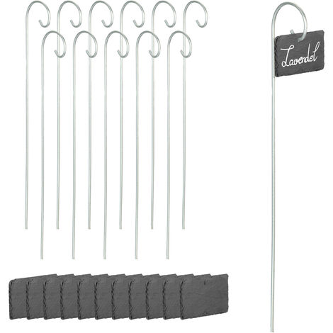 Relaxdays Targhette per Piante, Set 10 Lavagnette per Erbe Aromatiche, Giardino e Orto, Cartellini in Ardesia, Antracite, 7 x 10 x 0,5 cm Relaxdays Targhette per Piante, Set 10 Lavagnette per Erbe Aromatiche, Giardino e Orto, Cartellini in Ardesia, Antracite, 7 x 10 x 0,5 cm